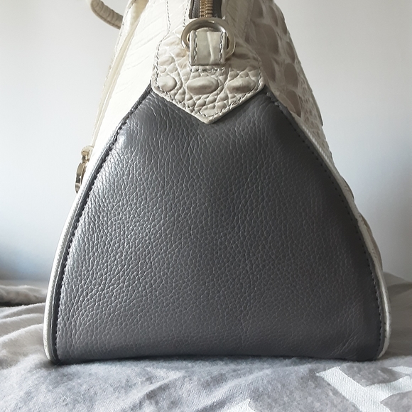 BRAHMIN HUDSON CREAM/GRAY SATCHEL - Picture 2 of 13